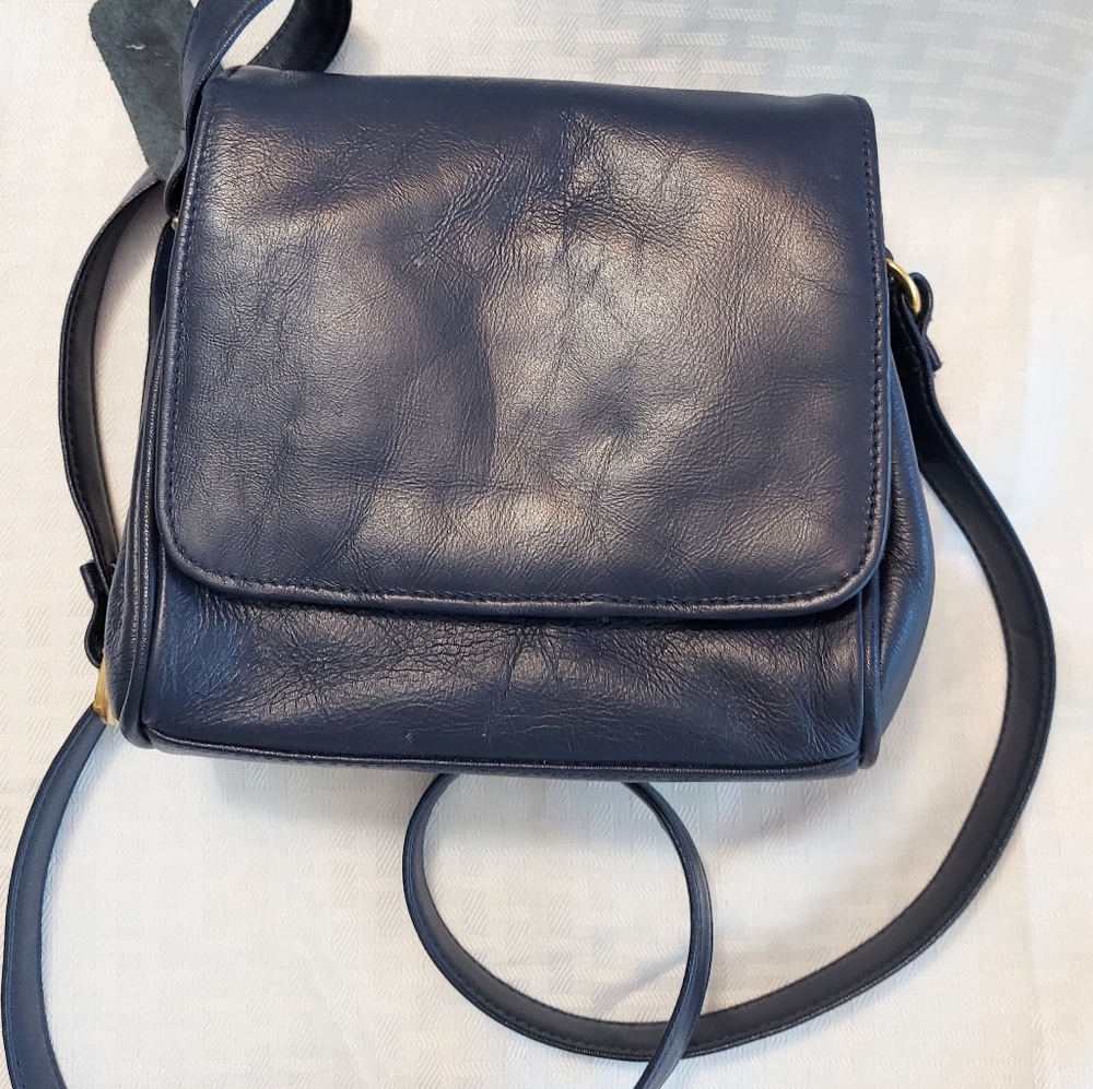 Worthington Blue Leather Crossbody Bag Purse